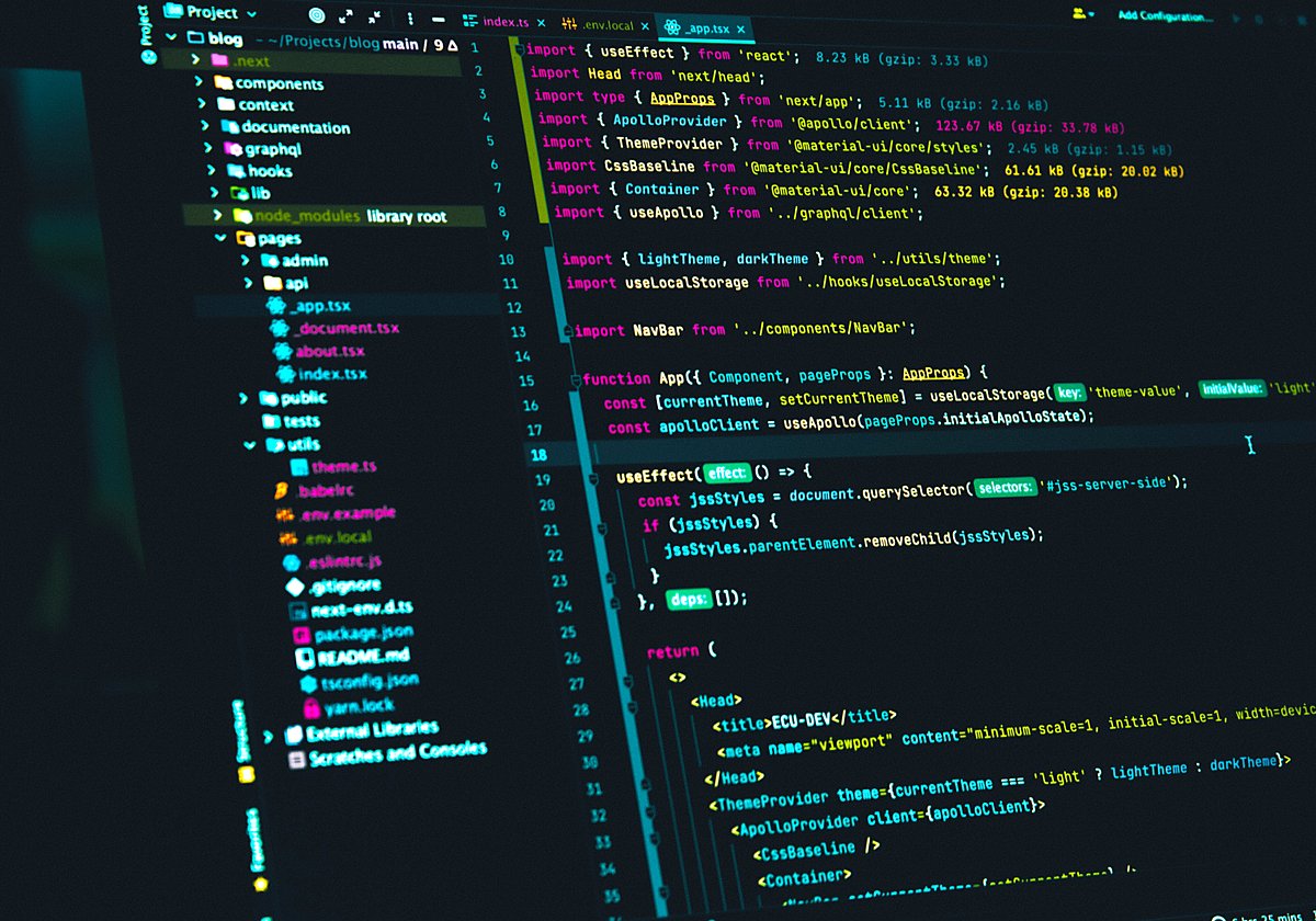 Editor di codice con un progetto web in sviluppo